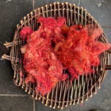 Pink and orange stash fleece detail