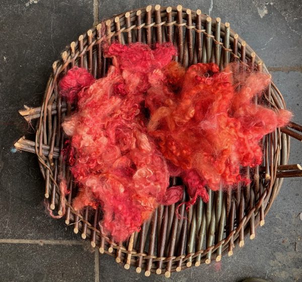 Pink and orange stash fleece detail